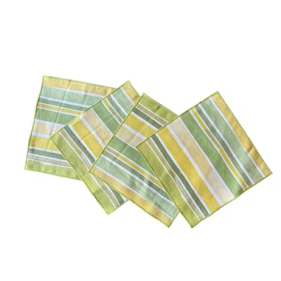 Goldie Home Lagos Stripe Cocktail Napkin Set In Green