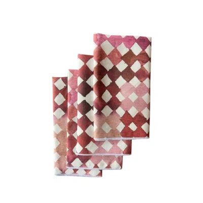 Goldie Home Pink Diamonds Napkin Set Of 4 In Multi