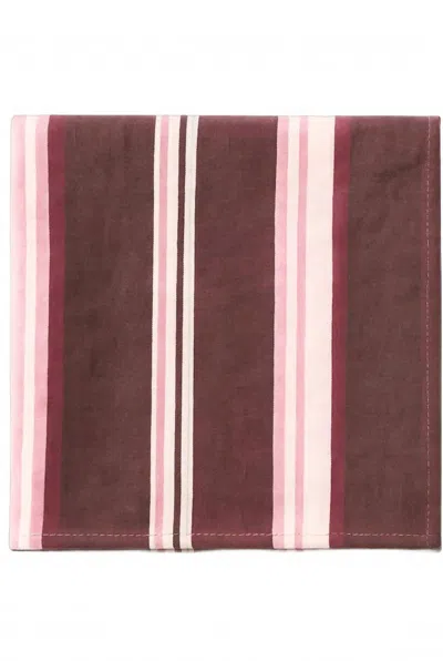 Goldie Home Rose Stripe Tablecloth In Light Pink Trim In Multi
