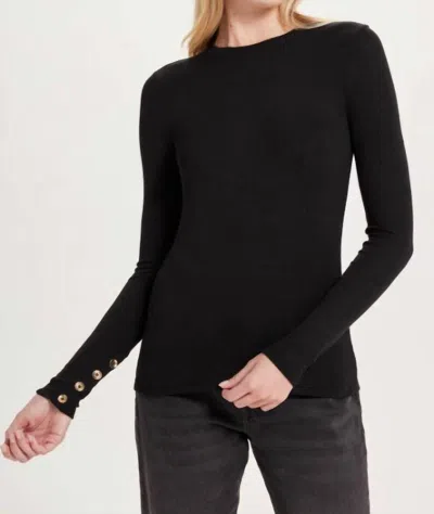 Goldie Lewinter Button Sleeve Crewneck Tee In Black