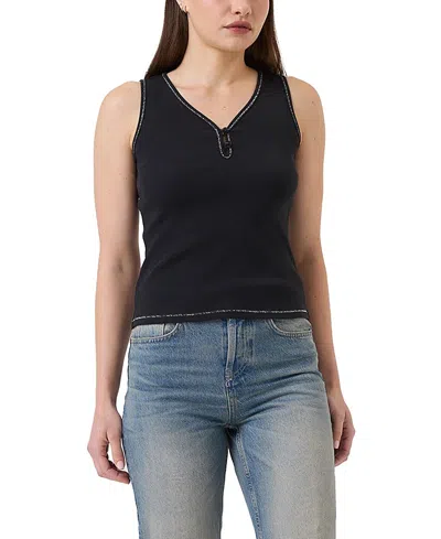 Goldie Lewinter Caleste Organic Micro Rib Shell Top In Black
