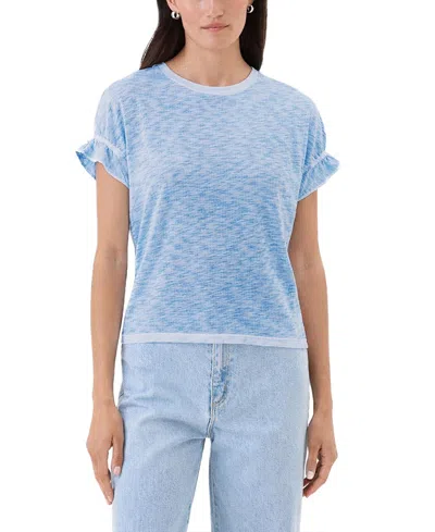 Goldie Lewinter Coastal Sunwash Puff & Ruffle Sleeve Top In Blue
