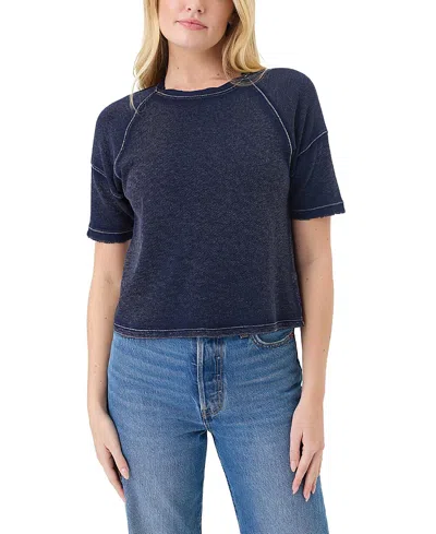 Goldie Lewinter Denim Wash Raglan Top In Animal Print