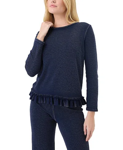 Goldie Lewinter Denim Wash Ruffle Sweatshirt In Blue