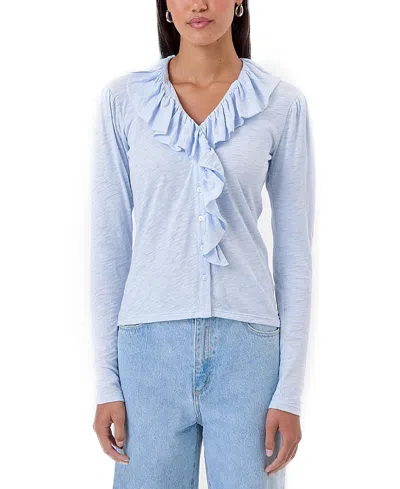 Goldie Lewinter Goldielewinter Ariana Ruffle Shirt In Blue