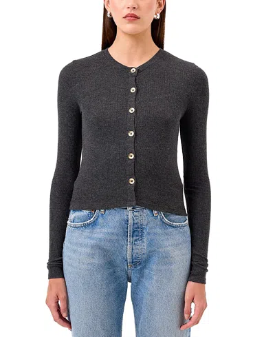 Goldie Lewinter Marina Ribbed Crop Cardigan In Gray