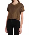 Goldie Lewinter Metalic Sparkle Crop Short Sleeve Top In Gold