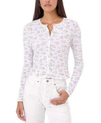 Goldie Lewinter Petite Fleur Crop Cardigan In White