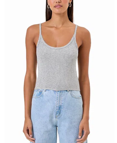 Goldie Lewinter Pointelle Ellie Cropped Cami In Gray