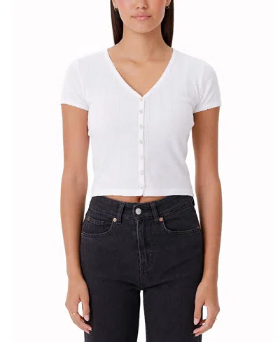 Goldie Lewinter Pointelle Ellie Cropped Cardigan In White