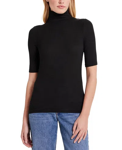 Goldie Lewinter Ribbed Half-sleeved Turtleneck In Black