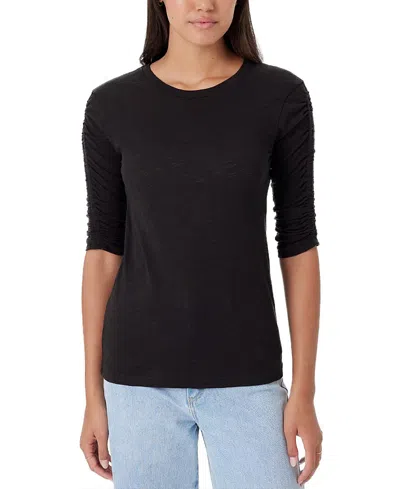 Goldie Lewinter Ruched Half Sleeve Tee In Animal Print