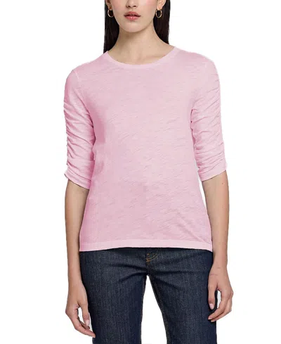 Goldie Lewinter Ruched Half Sleeve Tee In Pink