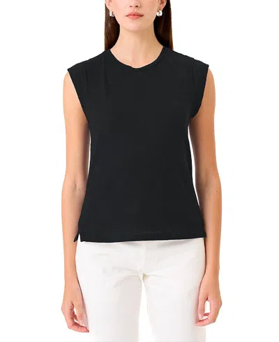 Goldie Lewinter Signature Slub Cap Sleeve Tee In Black