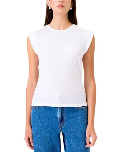 Goldie Lewinter Signature Slub Cap Sleeve Tee In White