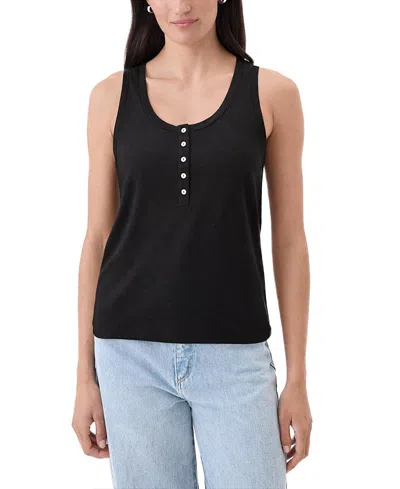 Goldie Lewinter Signature Slub Henley Tank In Black