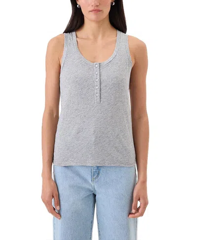 Goldie Lewinter Signature Slub Henley Tank In Gray
