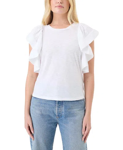 Goldie Lewinter Signature Slub Waterfall Ruffle Shell Top In Multi