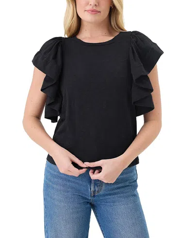 Goldie Lewinter Signature Slub Waterfall Ruffle Shell Top In Multi