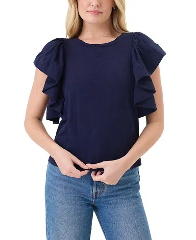 Goldie Lewinter Signature Slub Waterfall Ruffle Shell Top In Multi