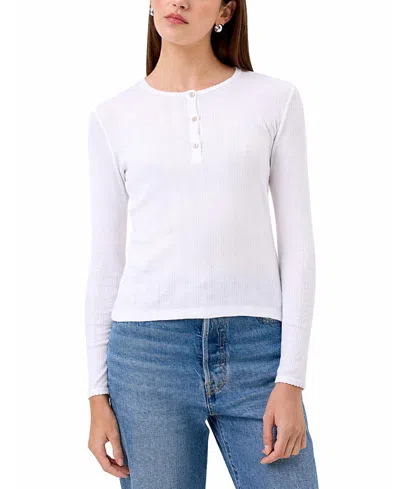 Goldie Lewinter Sloane Pointelle Henley Tee In White