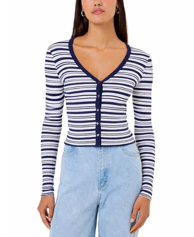 Goldie Lewinter Zoe Breton Stripe Cardigan In Blue