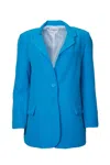 Goldie London Oversized Single-breasted Twill Crepe Blazer In Sea Blue In Blue