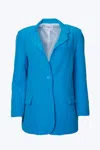 GOLDIE LONDON OVERSIZED SINGLE-BREASTED TWILL CREPE BLAZER IN SEA BLUE