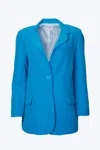 Goldie London Oversized Single-breasted Twill Crepe Blazer In Sea Blue In Blue