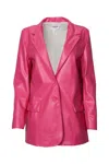 Goldie London Oversized Single-breasted Vegan Leather Blazer In Hot Pink In Pink