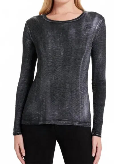 Goldie Long Sleeve Classic Tee In Metallic Spray Black/silver In Gray