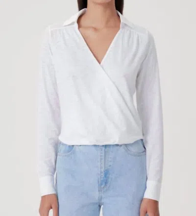 Goldie Long Sleeve Draped Top In White