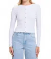 Goldie Long Sleeve Pointelle Crop Cardigan In White In White