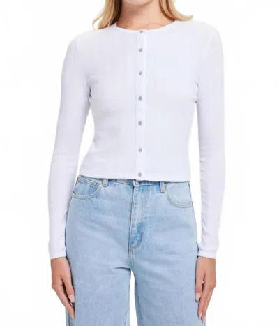 Goldie Long Sleeve Pointelle Crop Cardigan In White