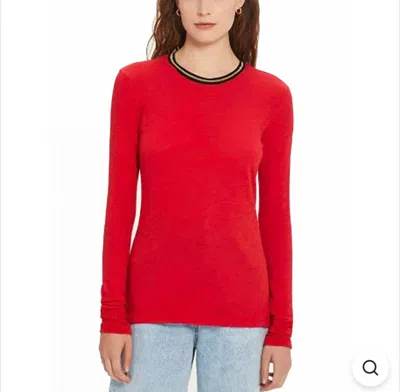 Goldie Long Sleeve Ringer Tee In Red
