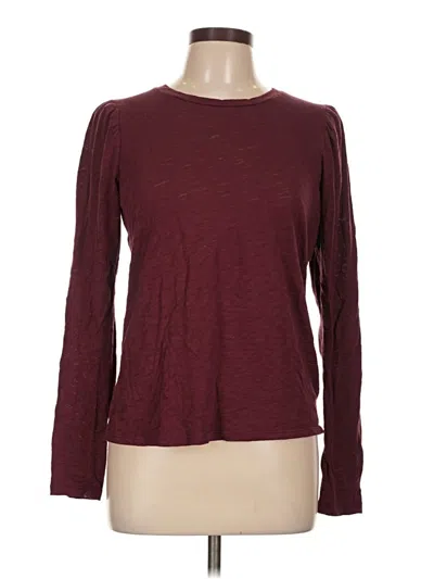 Pre-owned Goldie Long Sleeve Top Burgundy Crew Neck Tops