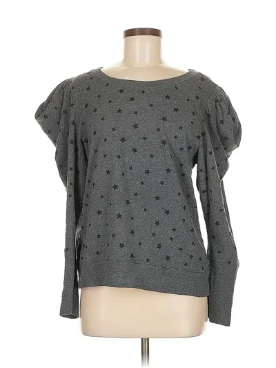 Pre-owned Goldie Long Sleeve Top Gray Stars Pattern Sweetheart Neckline Tops