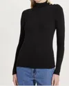 Goldie Marina Mock Neck Ribbed Top In Black In Black