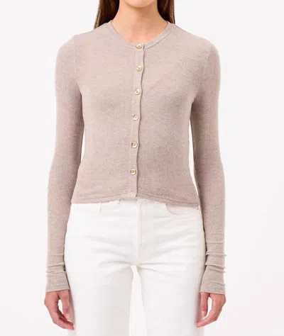 Goldie Marina Ribbed Crop Cardigan In Oatmeal In Neutral