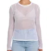 Goldie Mesh Long Sleeve Tee Shirt In White In White