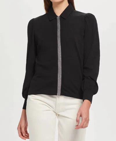 Goldie Metallic Placket Button Down Shirt In Black