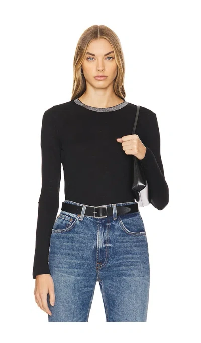 Goldie Metallic Trim Long Sleeve Tee In 블랙