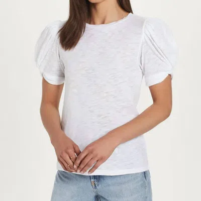 Goldie Twisted Puff-sleeve Tee In White