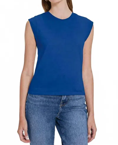 Goldie Organic Cotton Cap Sleeve Tee In Limoges In Blue