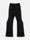 Goldie Padded Flared Painted Denim Pants In Black