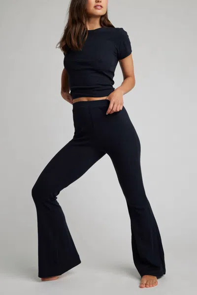 Goldie Pointelle Flare Pants In Black