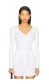 Goldie Rib Crop Cardi In White