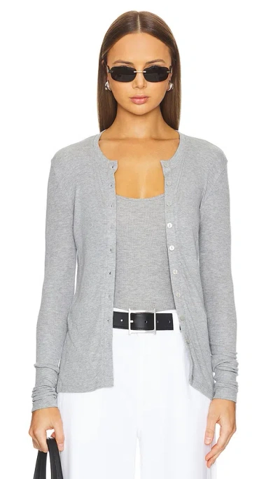 Goldie Ribbed Cardigan In Gray Heather