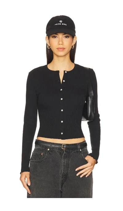 Goldie Ribbed Knit Cardigan In Black