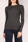 Goldie Ribbed Long Sleeve Tee In Charcoal In Gray
